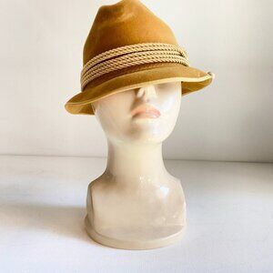 Golden Pheasant by Biltmore Light Brown Velour Fedora Hat Klopeinersee SZ 7
